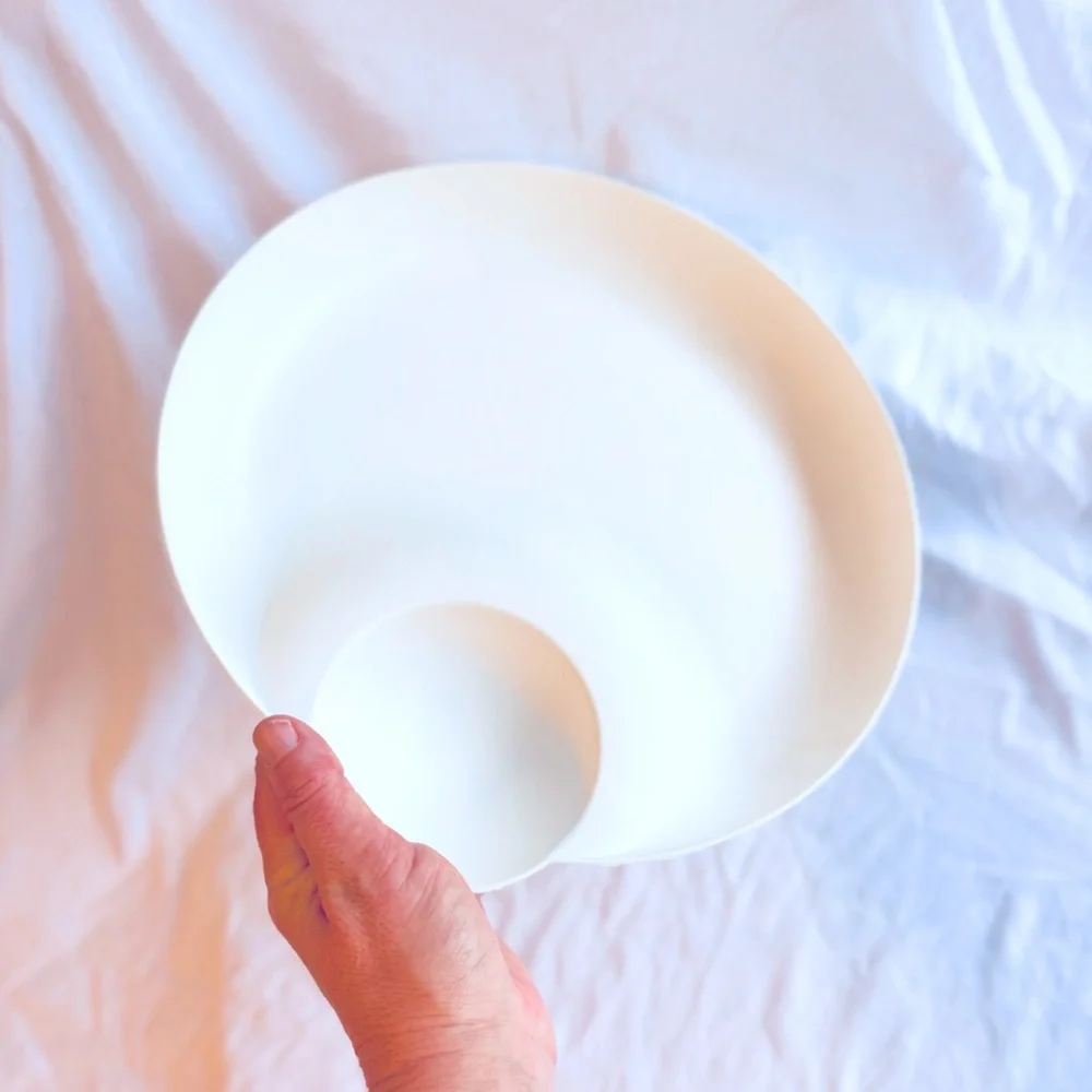 IKEA 12” White Plastic Round Chips & Dip Serving Plate Platter Dish
